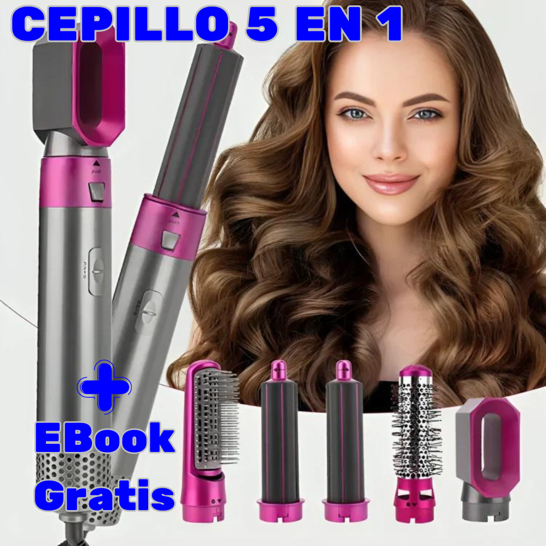 MULTICEPILLO 5 En 1: Secar, Alisar y Voluminizar tu Cabello + Ebook Cuidados con el Cabello